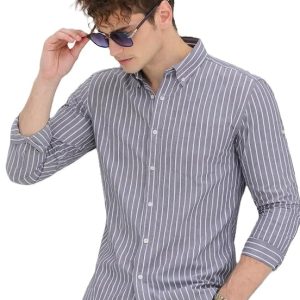 U TURN Men's Casual Printed Striped Stylish Latest Formal Plus Size Shirt for Men